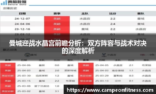 曼城迎战水晶宫前瞻分析：双方阵容与战术对决的深度解析